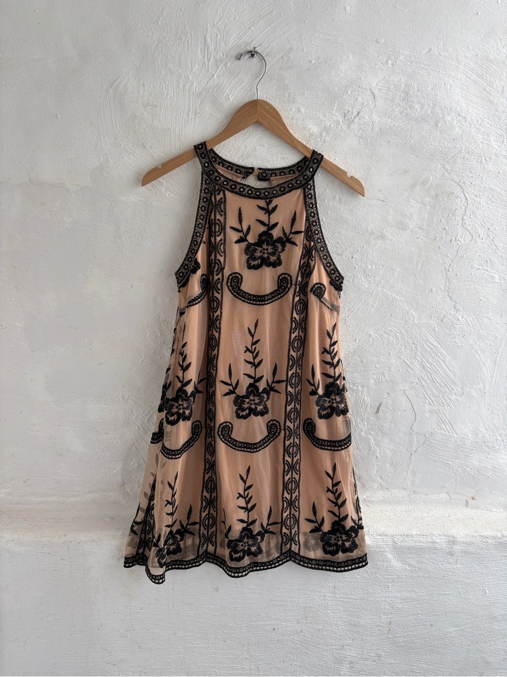 altar’d state camille black nude halter lace dress